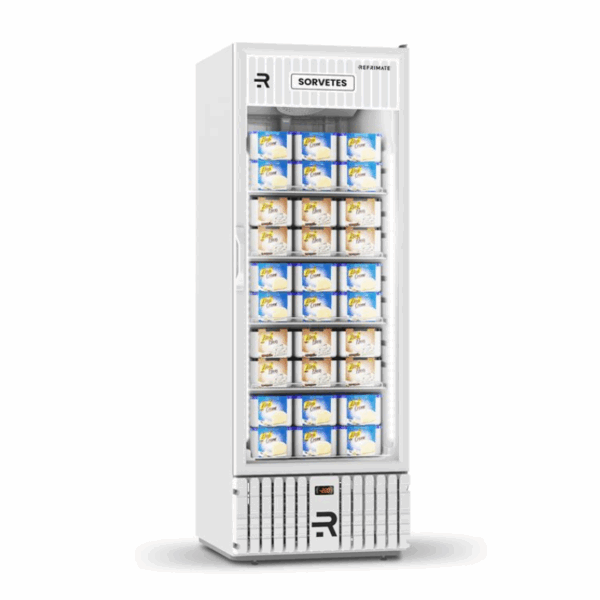 Visa Cooler SORVETES 570 LITROS AR FORÇADO -22 C INTERNO E EXTERNO BRANCO PORTA DE VIDRO